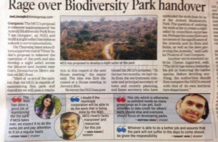 Rage over Biodiversity Park handover (TOI, 7th August)