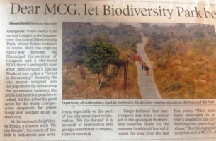 Dear MCG, let biodiversity park be : Green activists (TOI, 26th August)