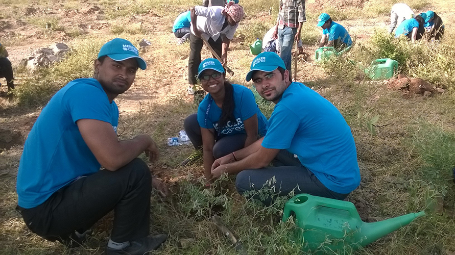 2015-9-9 Mercer sponsored 769 saplings, the employees had a long walk to the planting site, great job done by them today